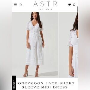 ASTR The Label HONEYMOON LACE SHORT
SLEEVE MIDI DRESS Medium